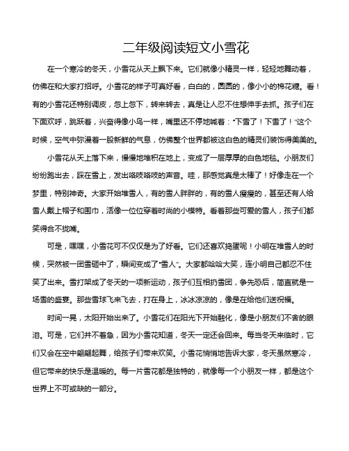 二年级阅读短文小雪花