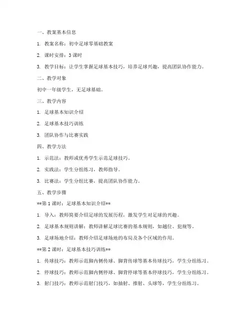 初中足球零基础教案