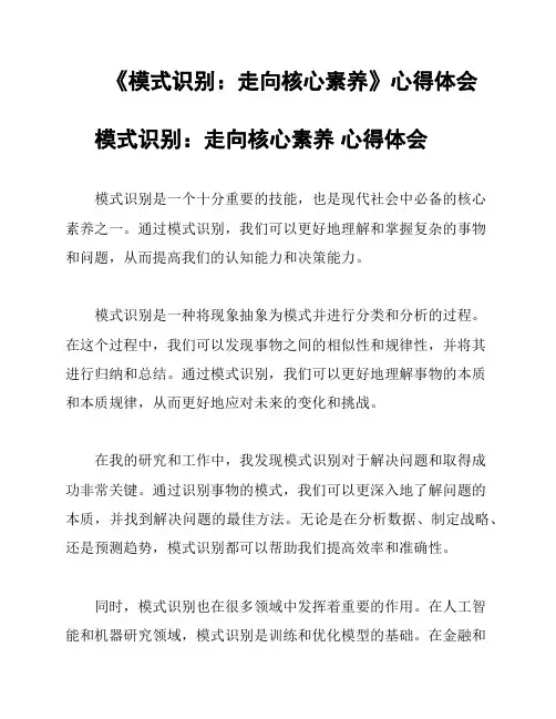《模式识别：走向核心素养》心得体会