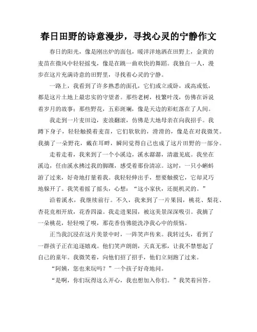春日田野的诗意漫步,寻找心灵的宁静作文