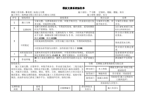 模板支撑系统验收表