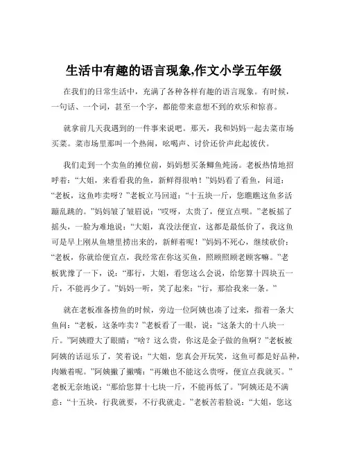 生活中有趣的语言现象,作文小学五年级