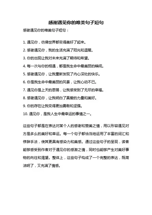 感谢遇见你的唯美句子短句