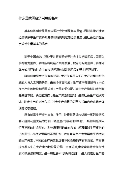 什么是我国经济制度的基础