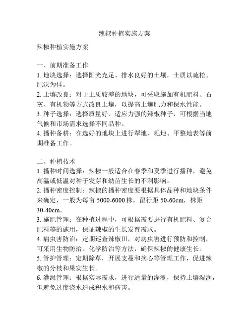 辣椒种植实施方案