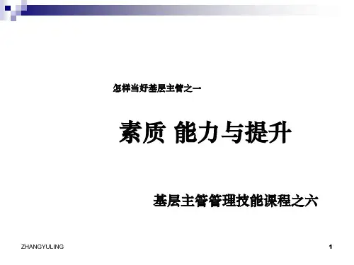 怎样当好基层主管之一素质能力与提升管理技能之六