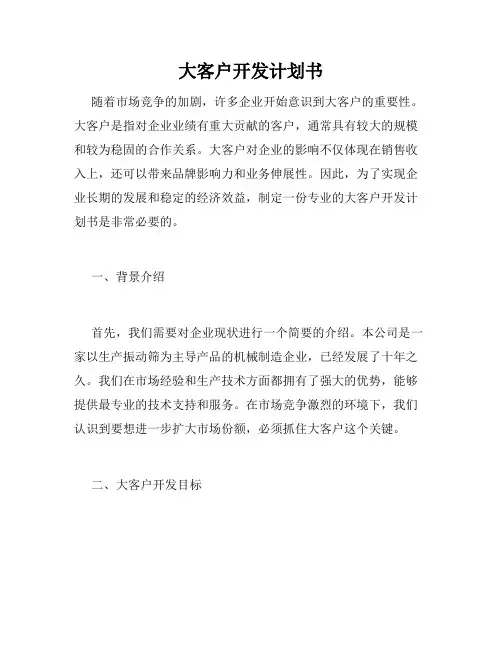 大客户开发计划书