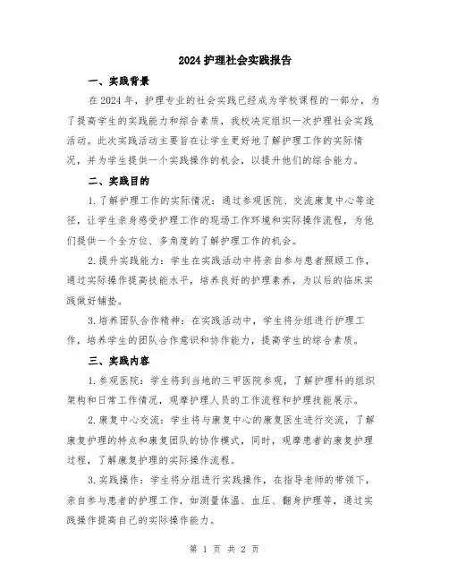 2024护理社会实践报告