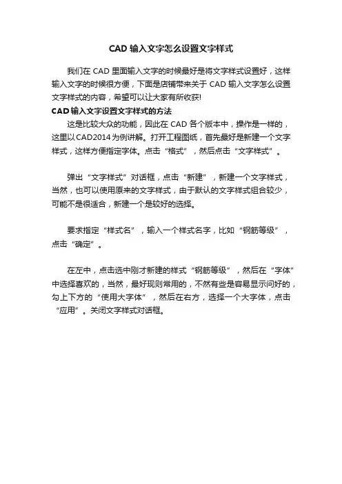 CAD输入文字怎么设置文字样式