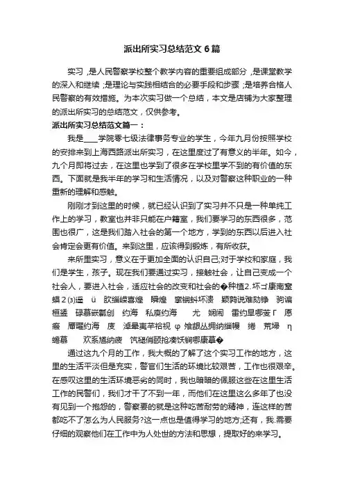 派出所实习总结范文6篇