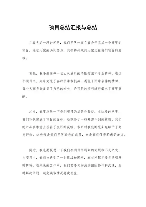 项目总结汇报与总结