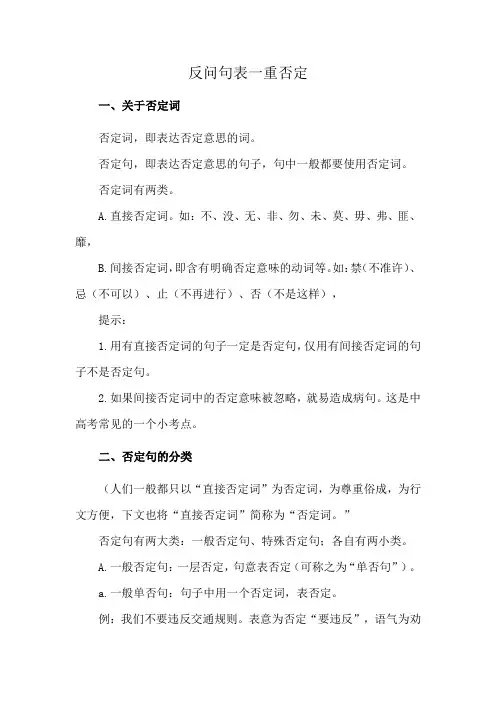 反问句表一重否定