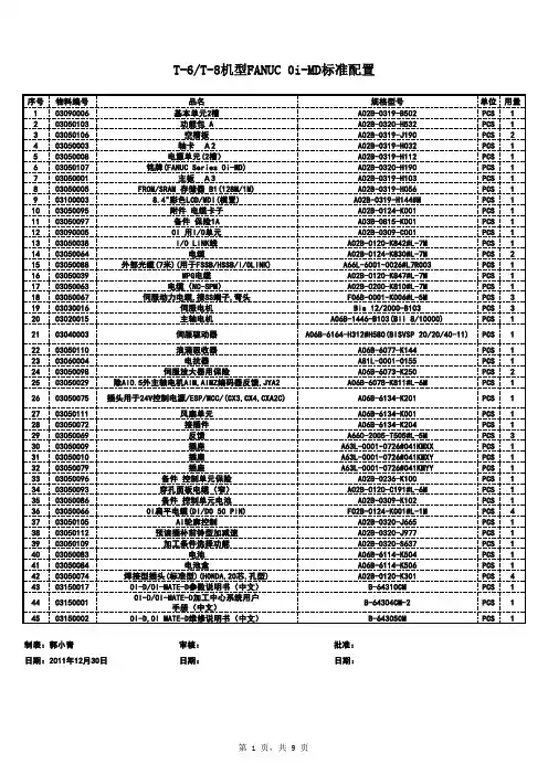 发那科标准配置