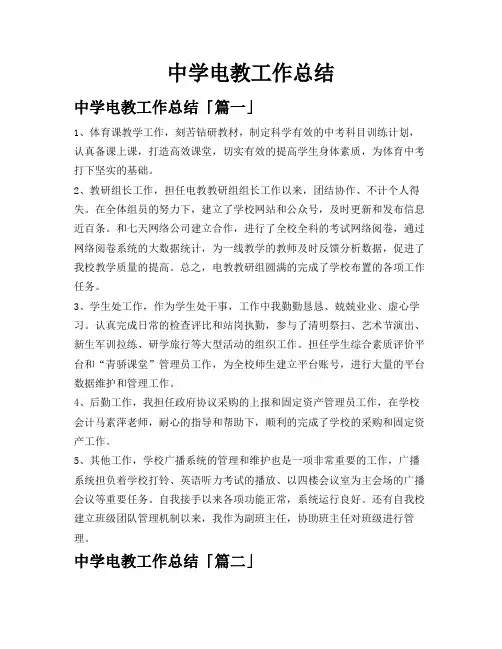 中学电教工作总结