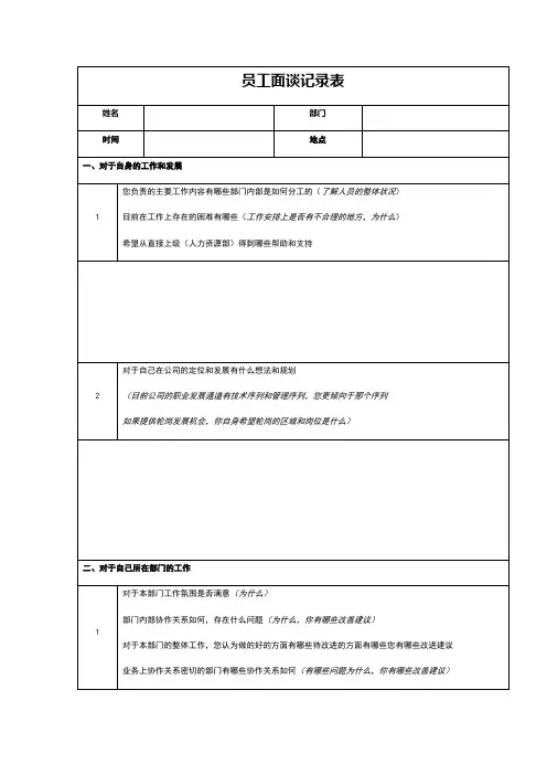 员工访谈记录表