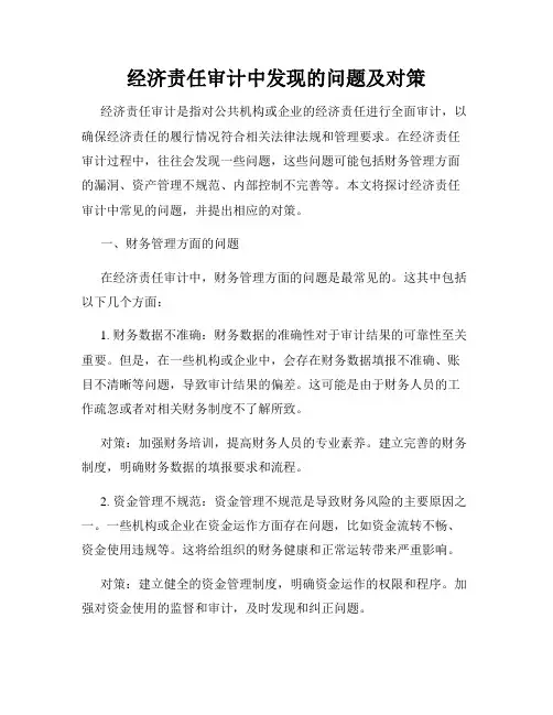 经济责任审计中发现的问题及对策