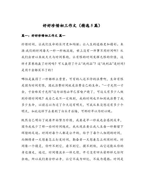 好好珍惜初三作文(精选5篇)