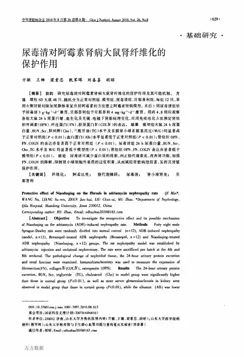 2.2.9阿霉素肾病大鼠肾纤维化的保护作用