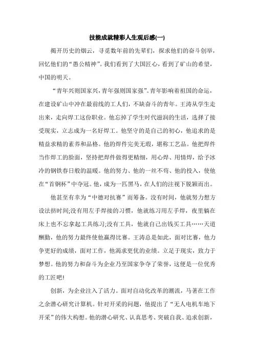技能成就精彩人生观后感300字