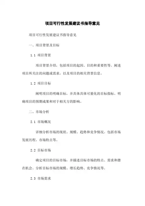 项目可行性发展建议书指导意见