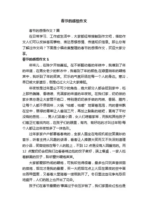 春节的感悟作文7篇