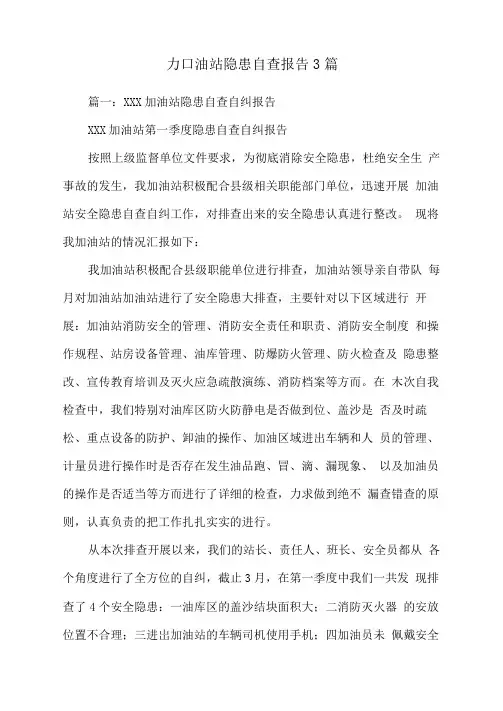 加油站隐患自查报告3篇
