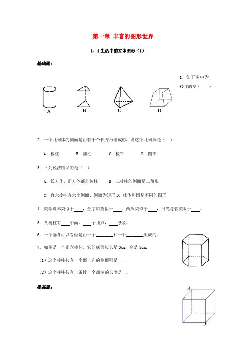 广东省茂名市信宜市七年级数学上册第一章丰富的图形世界1