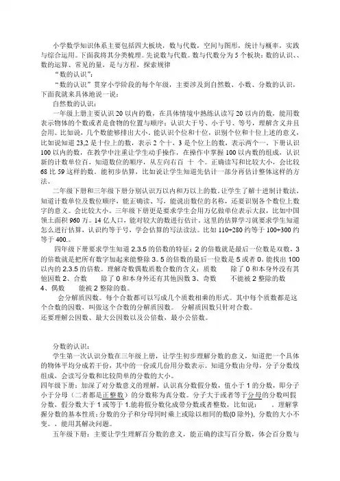 小学数学全册知识梳理