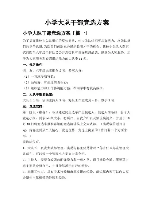 小学大队干部竞选方案