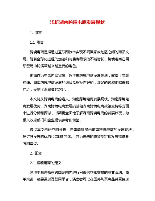 浅析湖南跨境电商发展现状