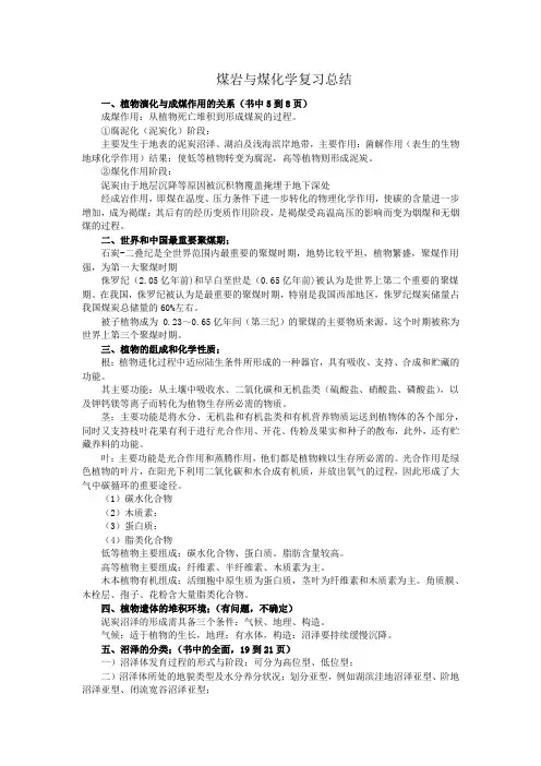 中国矿业大学——煤岩与煤化学复习总结