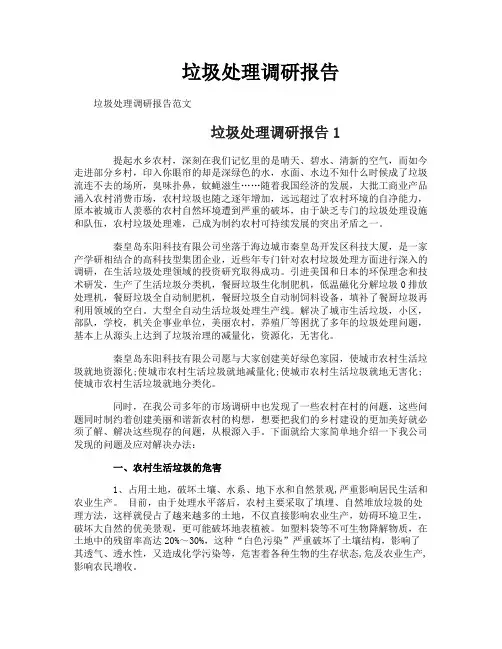 垃圾处理调研报告