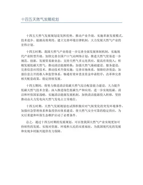 十四五天然气发展规划