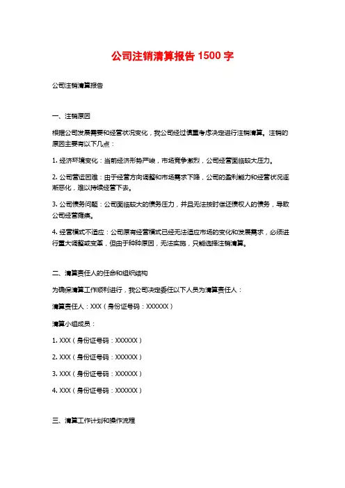 公司注销清算报告
