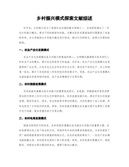 乡村振兴模式探索文献综述