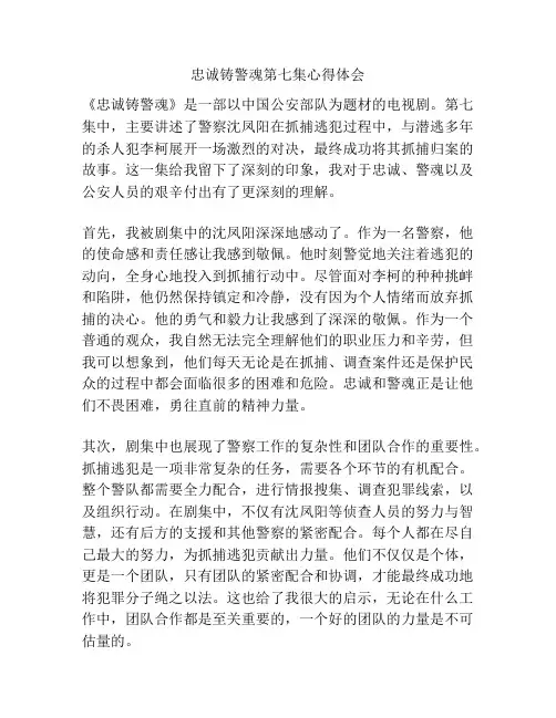 忠诚铸警魂第七集心得体会