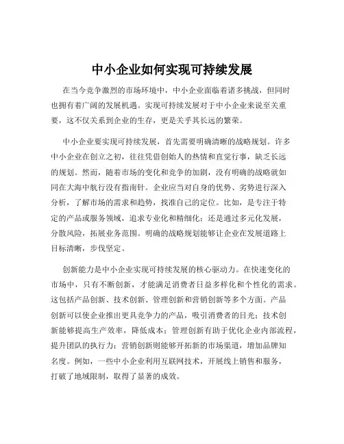 中小企业如何实现可持续发展