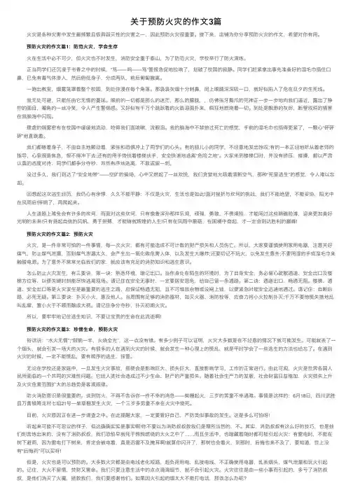 关于预防火灾的作文3篇