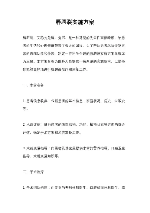 唇腭裂实施方案