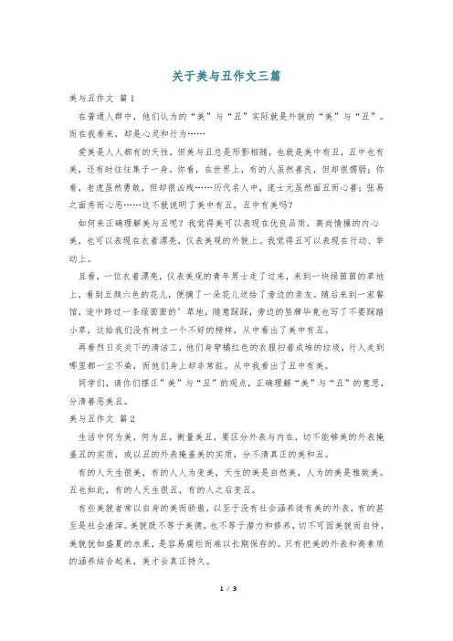 关于美与丑作文三篇