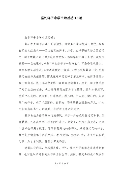 骆驼祥子小学生读后感10篇