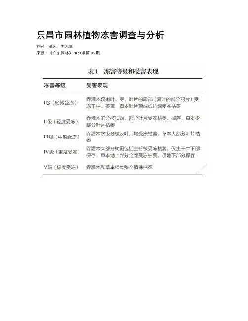 乐昌市园林植物冻害调查与分析