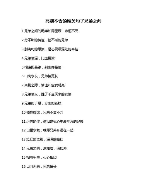 离别不舍的唯美句子兄弟之间