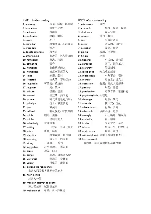 新编大学英语综合教程四词汇表