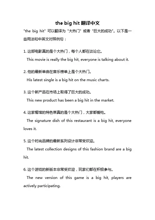 the big hit 翻译中文