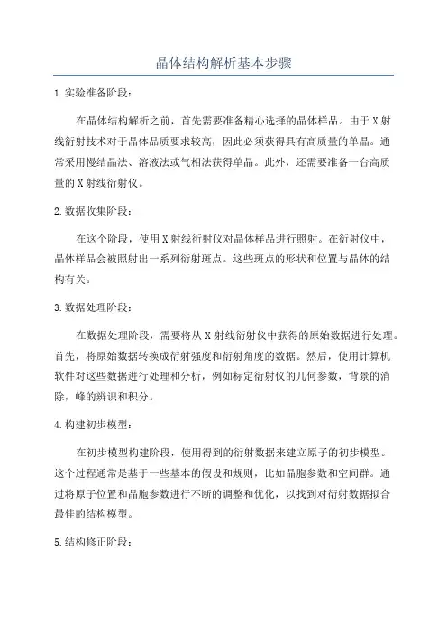 晶体结构解析基本步骤