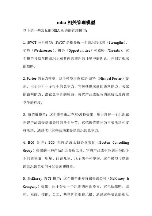 mba相关管理模型
