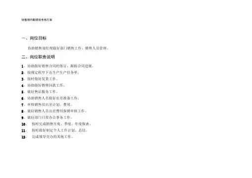 销售内勤绩效考核.