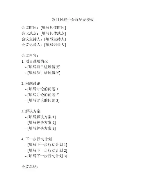 项目过程中会议纪要模板