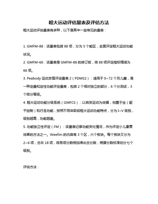 粗大运动评估量表及评估方法